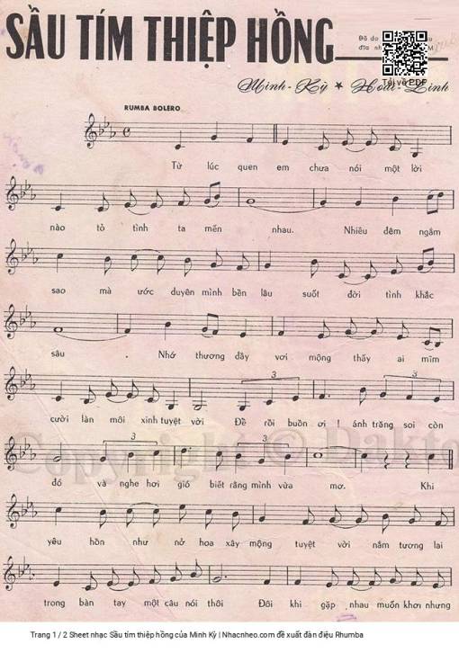 Sheet PDF of Sầu tím thiệp hồng