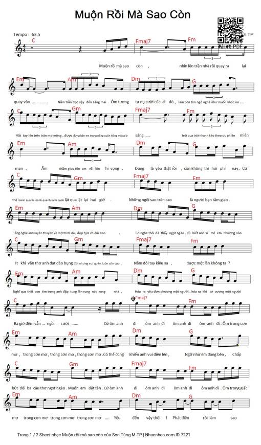 Sheet PDF of Muộn rồi mà sao còn