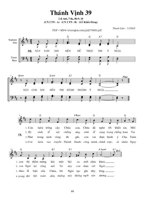 Sheet PDF of Lễ Khấn Dòng (Thánh vịnh 39)