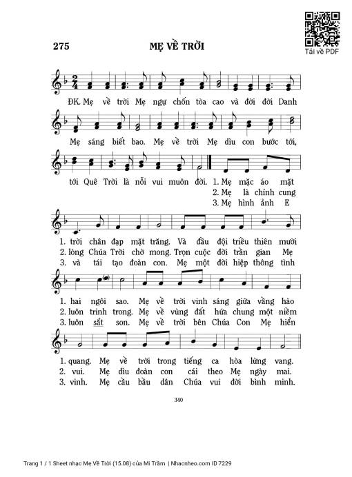 Sheet PDF of Mẹ Về Trời (15.08)