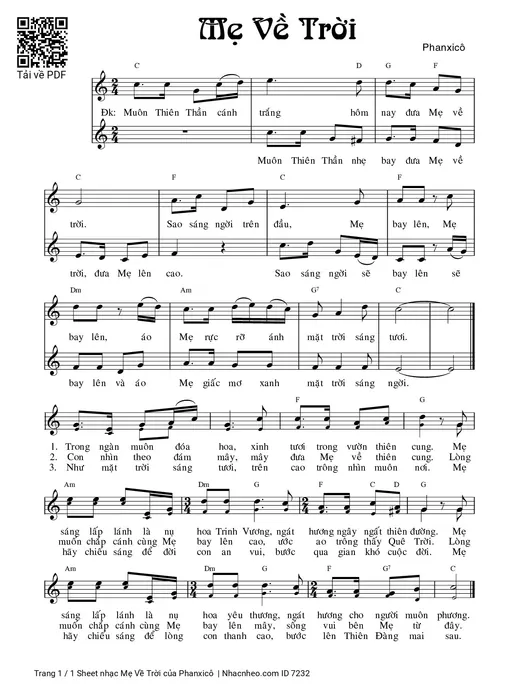 Sheet PDF of Mẹ Về Trời