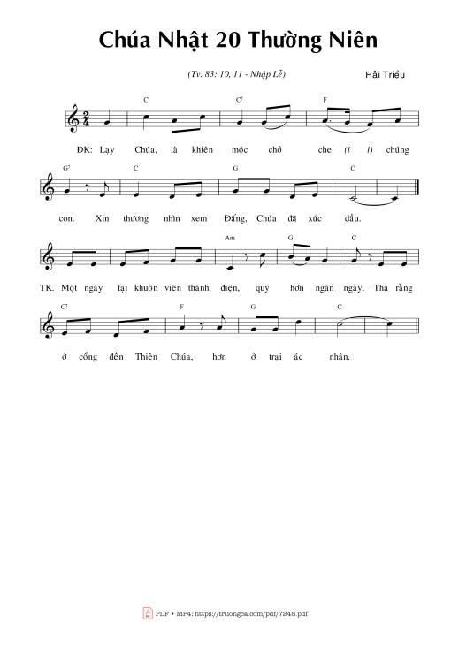 Chúa Nhật 20 Thường Niên (Thánh Vịnh 83)