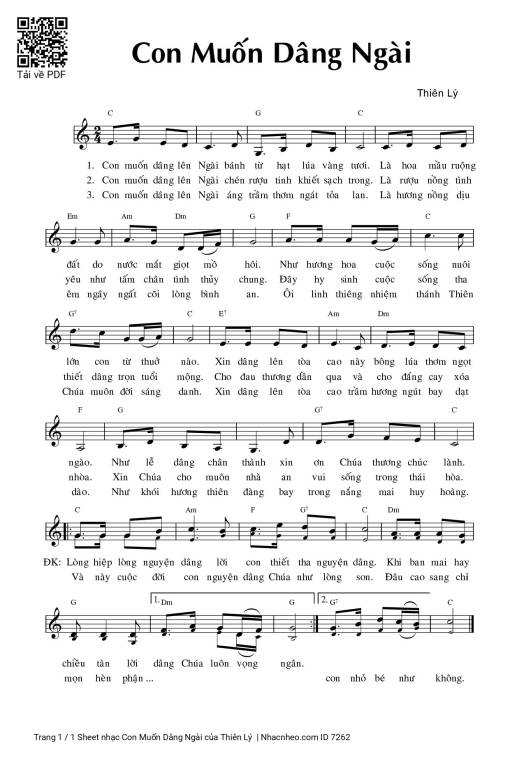 Sheet PDF of Con Muốn Dâng Ngài