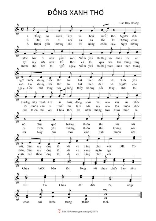 Sheet PDF of đồng Xanh Thơ (Thánh Vịnh 22)