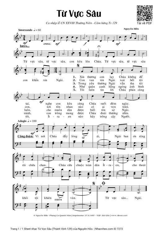 Sheet PDF of Từ Vực Sâu (Thánh Vịnh 129)