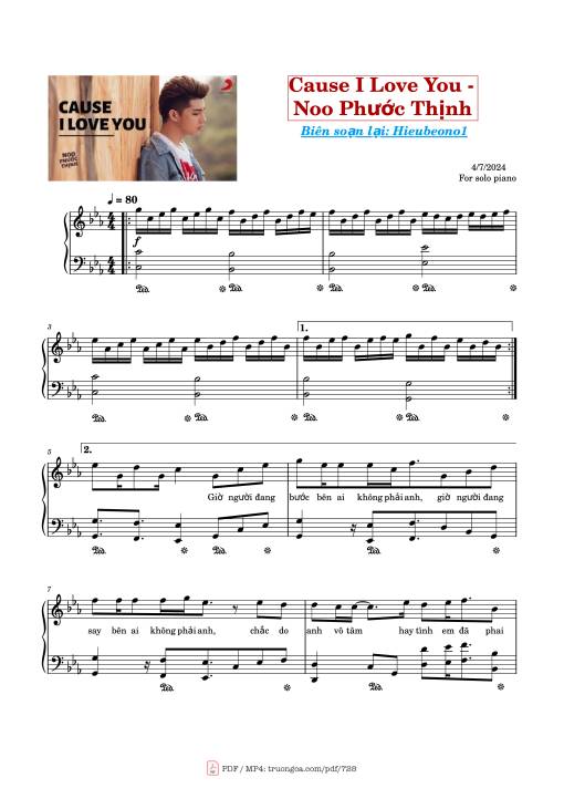 Sheet PDF of Cause I love you