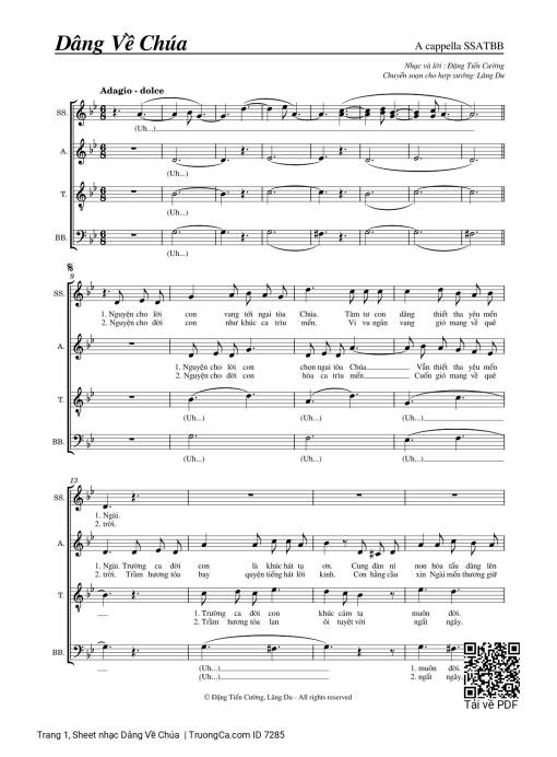 Sheet PDF of Hợp xướng Dâng Về Chúa