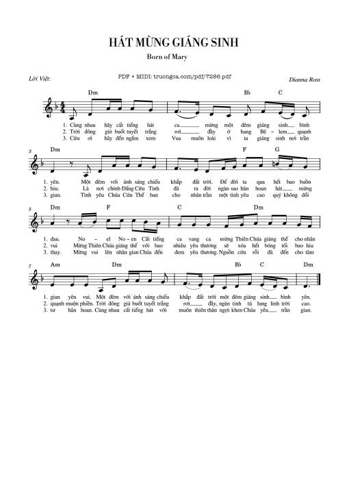 Sheet PDF of Hát mừng giáng sinh - Born of Mary