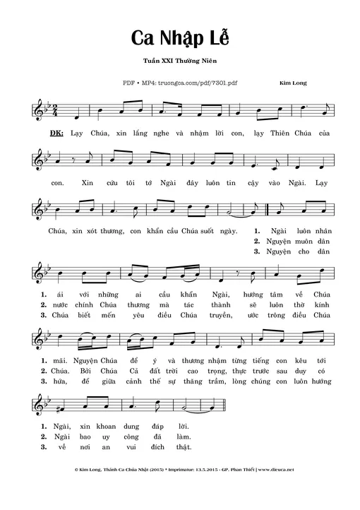 Ca Nhập Lễ 21 Thường Niên