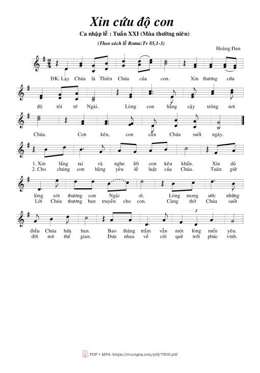 Sheet PDF of Xin Cứu độ Con (Thánh Vịnh 85)