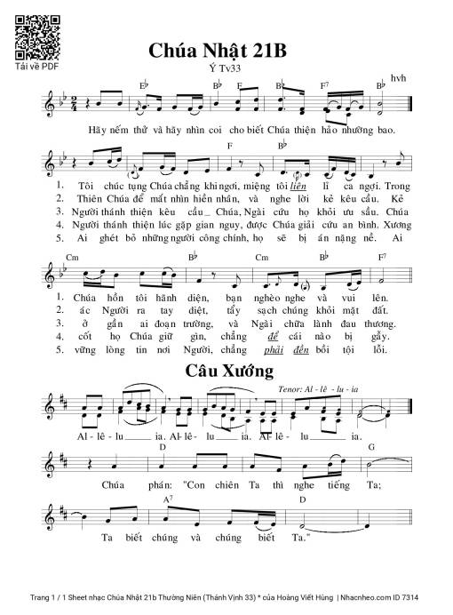 Chúa Nhật 21b Thường Niên (Thánh Vịnh 33) *