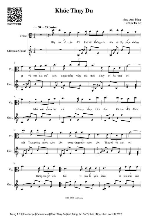 Sheet PDF of Khúc Thụy Du Piano Solo