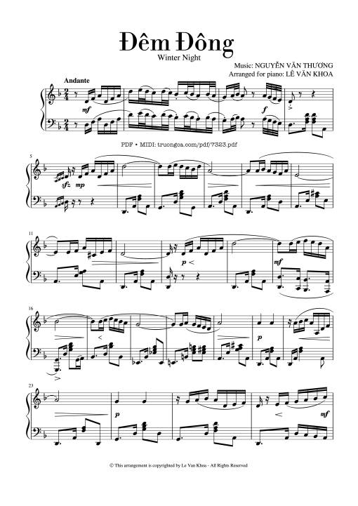 Sheet PDF of Đêm Đông Piano Solo