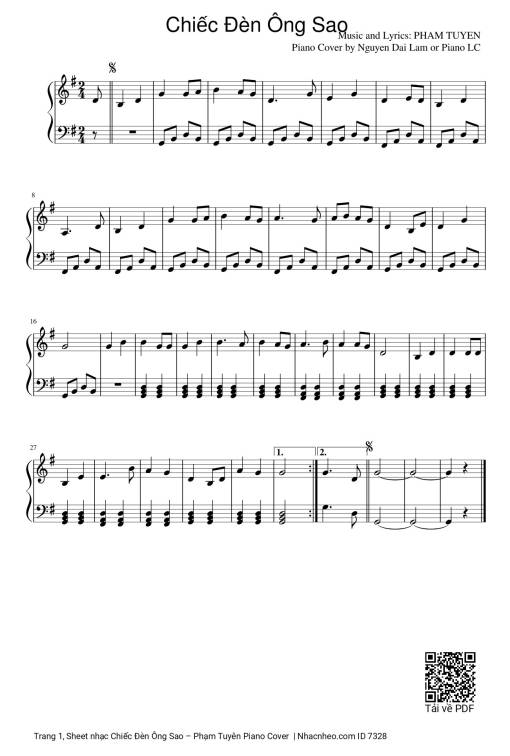 Sheet PDF of Chiếc Đèn Ông Sao Piano solo