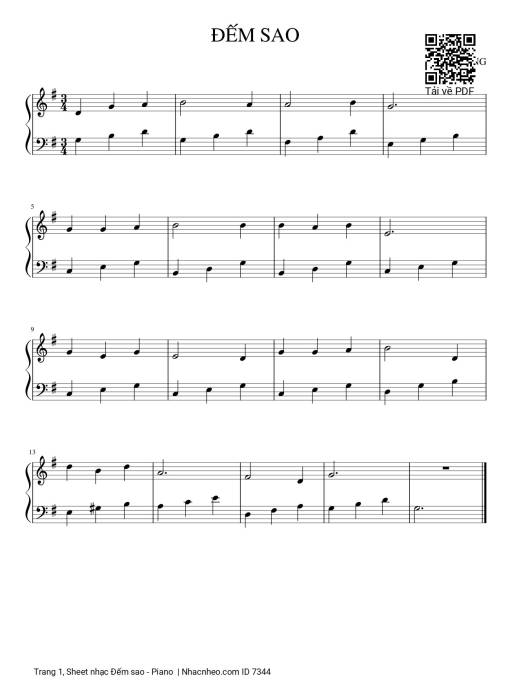 Sheet PDF of Đếm sao Piano