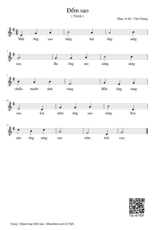 Sheet PDF of Một ông sao sáng hai ông sáng sao