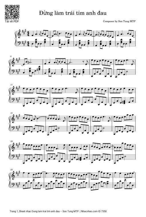 Đừng làm trái tim anh đau Piano