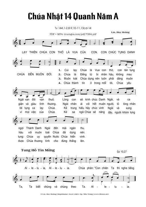 Chúa Nhật 14a Thường Niên (Thánh Vịnh 144)