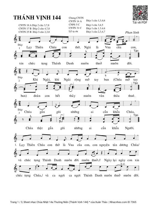 Chúa Nhật 14a Thường Niên (Thánh Vịnh 144)