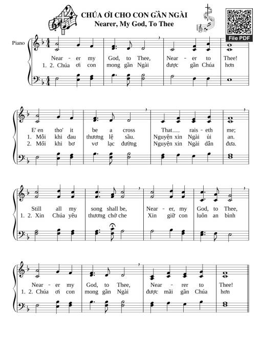 Chúa ơi cho con gần Ngài Piano (Nearer, My God, To Thee)