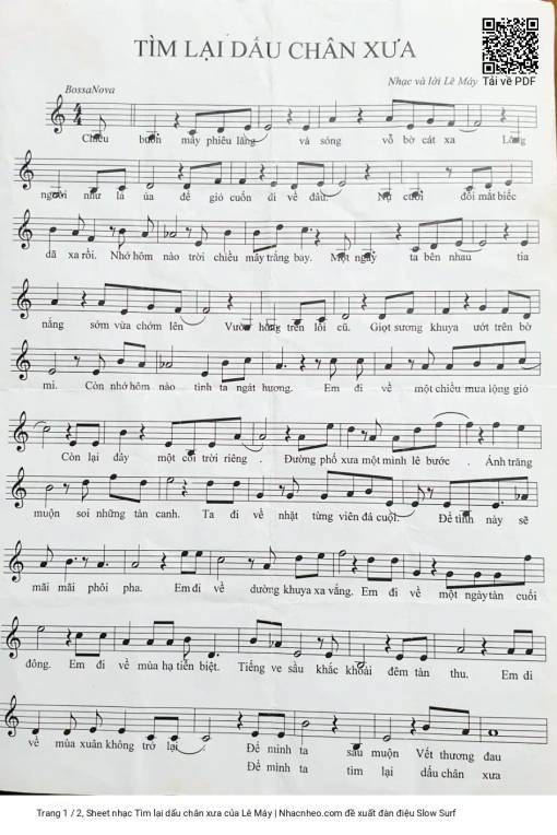 Sheet PDF of Tìm lại dấu chân xưa