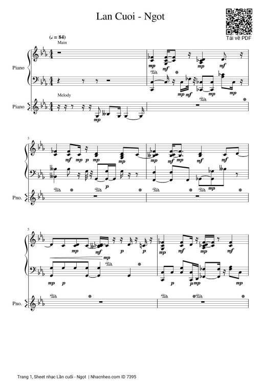 Sheet PDF of Lần cuối Piano đệm hát