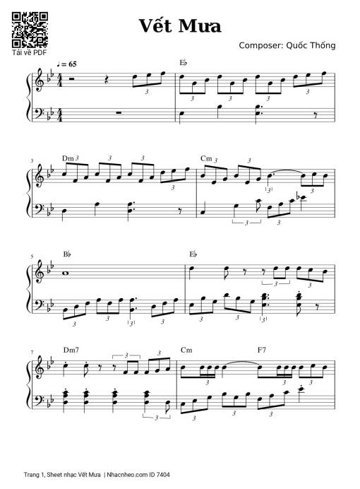 Sheet PDF of Vết Mưa Piano Cover