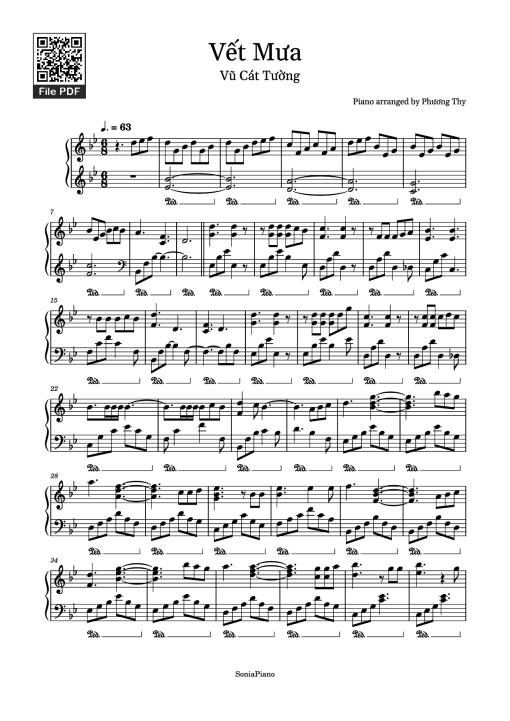 Sheet PDF of Vết Mưa Piano Solo