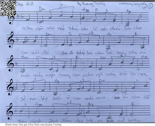 Sheet PDF of Cha già (Cha Việt)