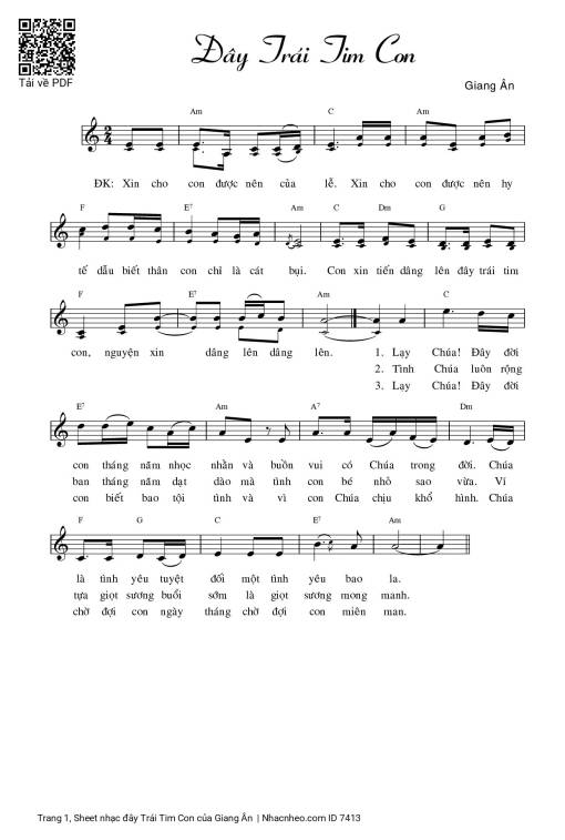 Sheet PDF of đây Trái Tim Con