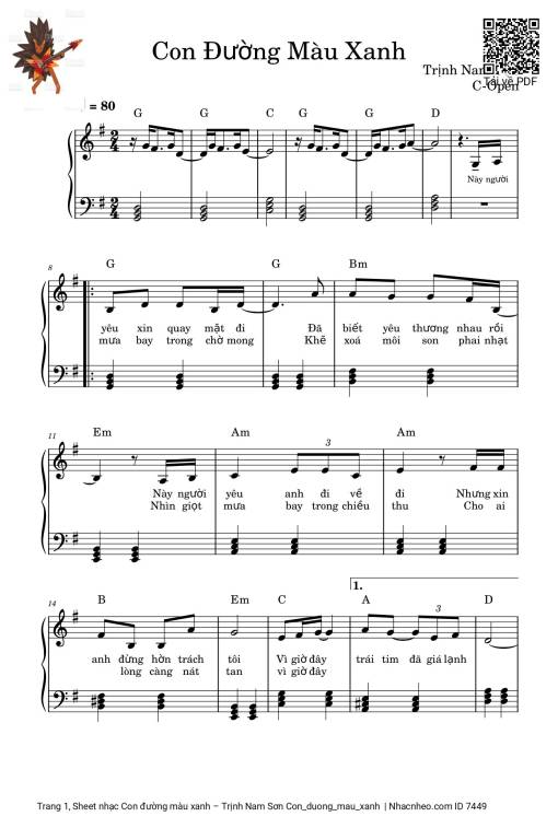 Piano đơn giản Con đường màu xanh