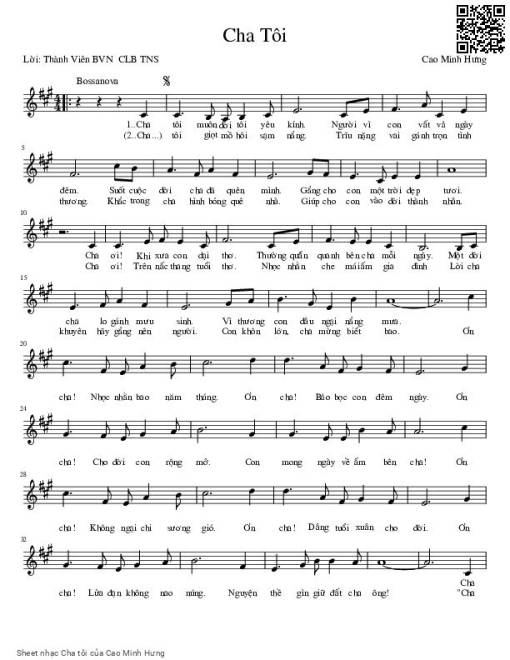 Sheet PDF of Cha tôi - Cao Minh Hưng