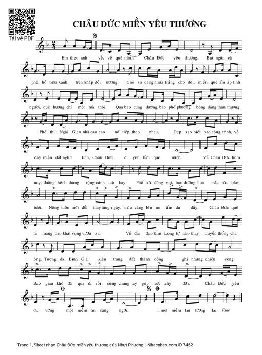 Sheet PDF of Châu Đức miền yêu thương