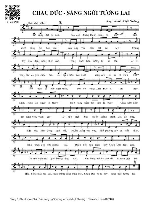 Sheet PDF of Châu Đức sáng ngời tương lai