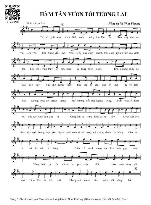 Sheet PDF of Hàm Tân vươn tới tương lai