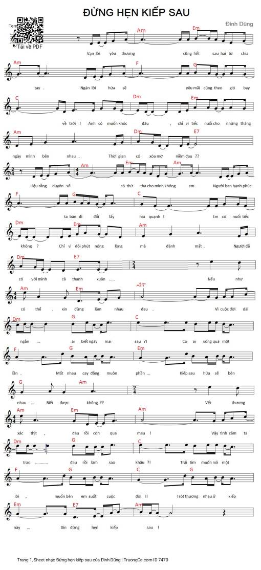 Sheet PDF of Đừng hẹn kiếp sau