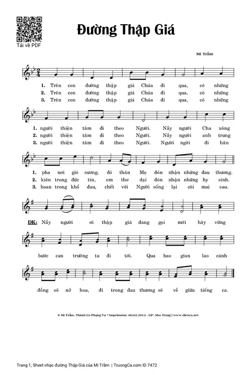 Sheet PDF of Đường Thập Giá