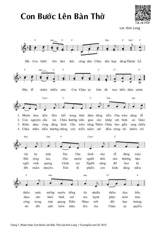 Sheet PDF of Con Bước Lên Bàn Thờ