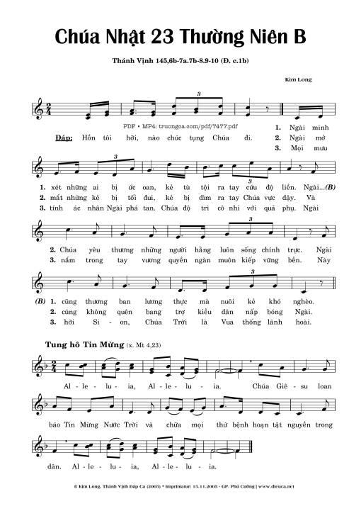 Chúa Nhật 23b Thường Niên (Thánh Vịnh 145)