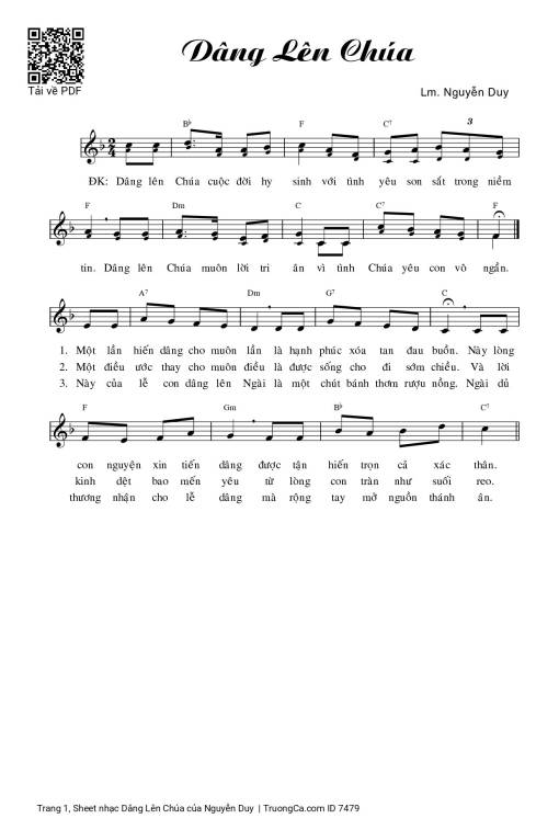 Sheet PDF of Dâng Lên Chúa