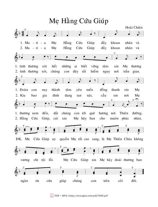 Sheet PDF of Maria Mẹ Hằng Cứu Giúp