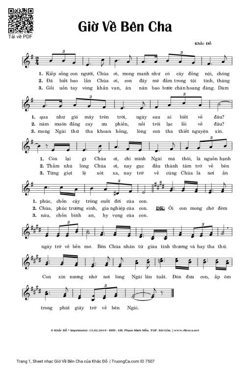 Sheet PDF of Giờ Về Bên Cha