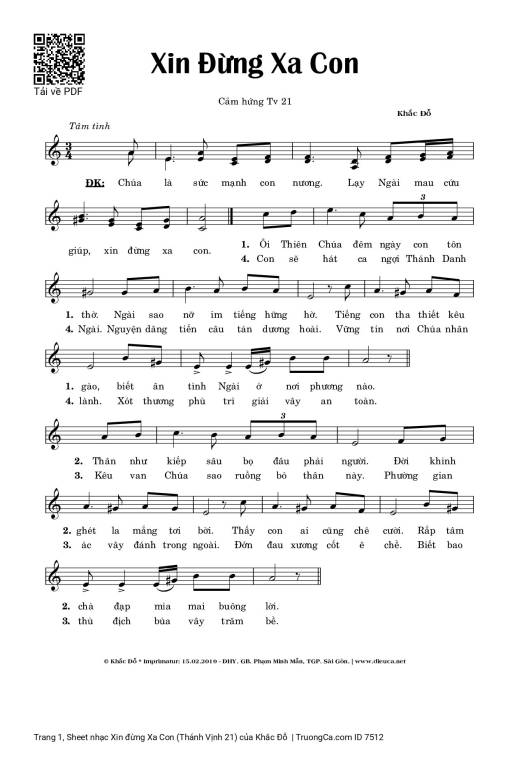 Sheet PDF of Xin đừng Xa Con (Thánh Vịnh 21)
