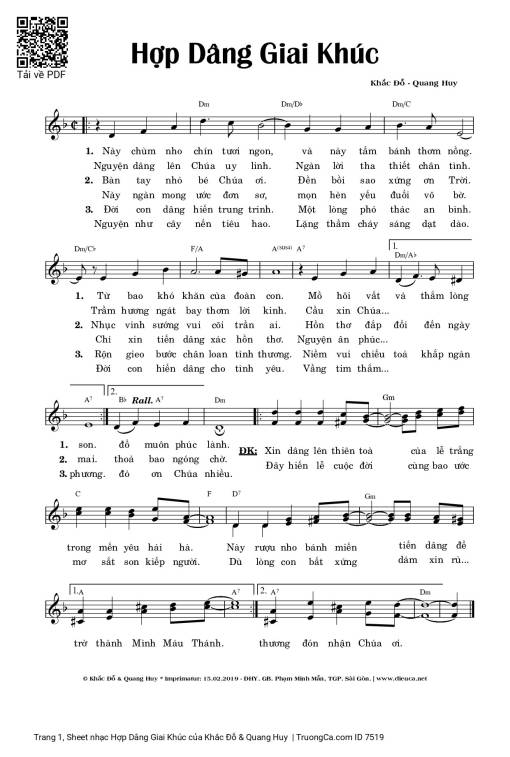 Sheet PDF of Hợp Dâng Giai Khúc