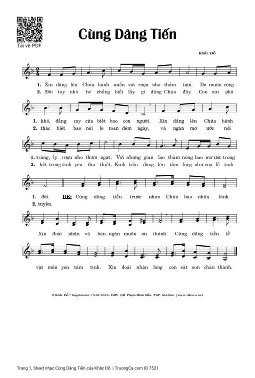 Sheet PDF of Cùng Dâng Tiến