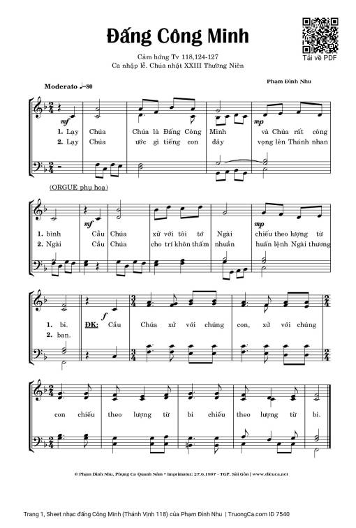 Sheet PDF of đấng Công Minh (Thánh Vịnh 118)