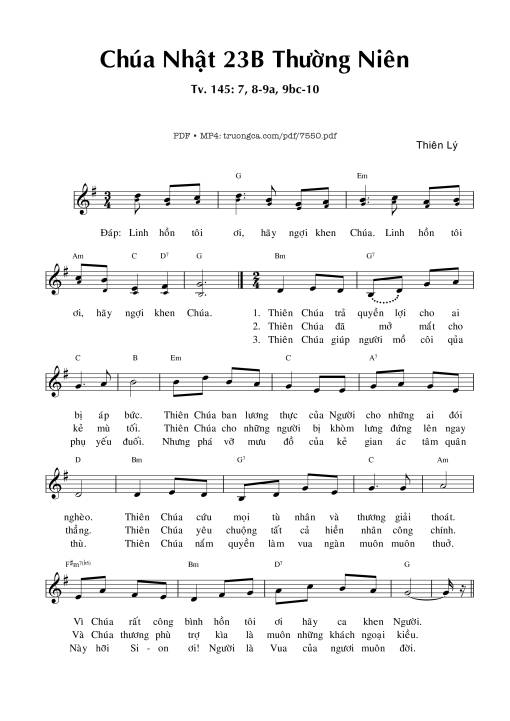 Chúa Nhật 23b Thường Niên. (Thánh Vịnh 145) *