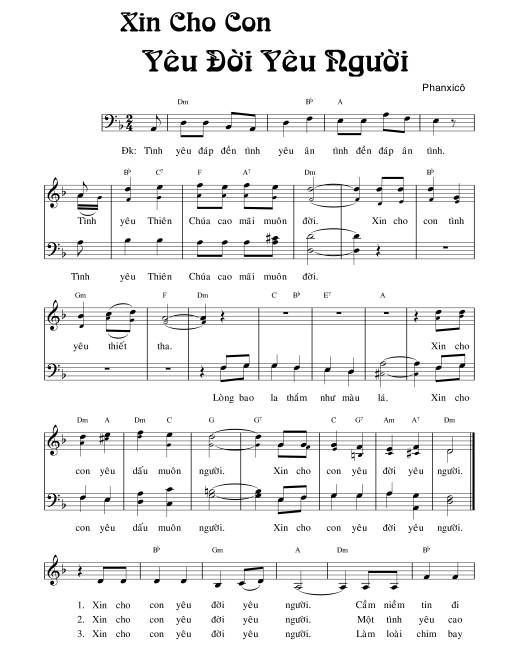 Sheet PDF of Xin Cho Con Yêu đời Yêu Người