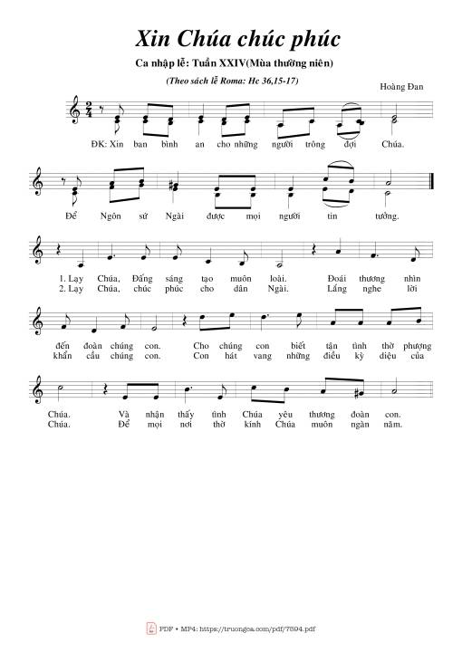 Sheet PDF of Xin Chúa Chúc Phúc (hc. 36)
