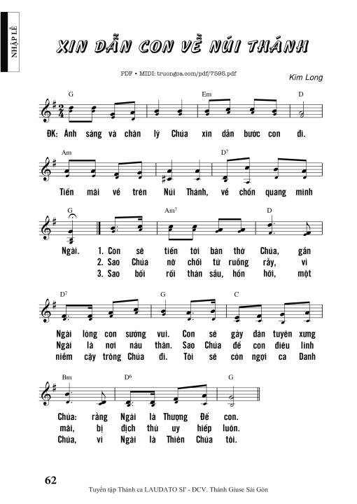 Sheet PDF of Xin Dẫn Con Về Núi Thánh
